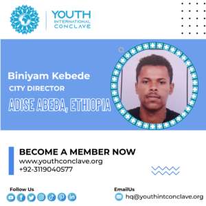 Biniyam Kebede as a City Director Youth International Conclave.