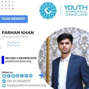 Farhan Khan from Pakistan as a Graphics Designer at Youth International Conclave.