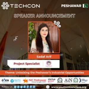 Announcement of Ms. Sadaf Arif as the Speaker of the event.