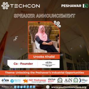 Announcement of Urooba Khalid as the Speaker of the event.