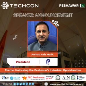 "TechConnect Peshawar event's speaker addressing the audience, sharing insights on innovation and technology