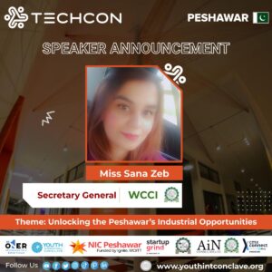Announcement of Miss Sana Zeb as the speaker of the Event.